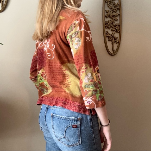 Y2K Floral Beaded Quarter Sleeve Top - Picture 9 of 9